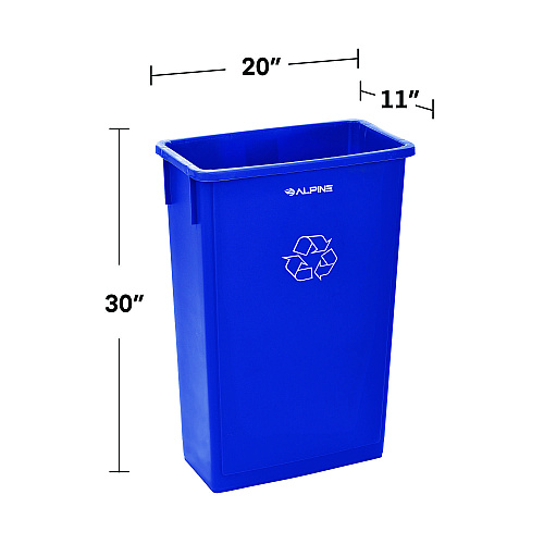 Alpine Slim 23 Gallon Recycling Bin, Plastic, Blue (477RBLU)