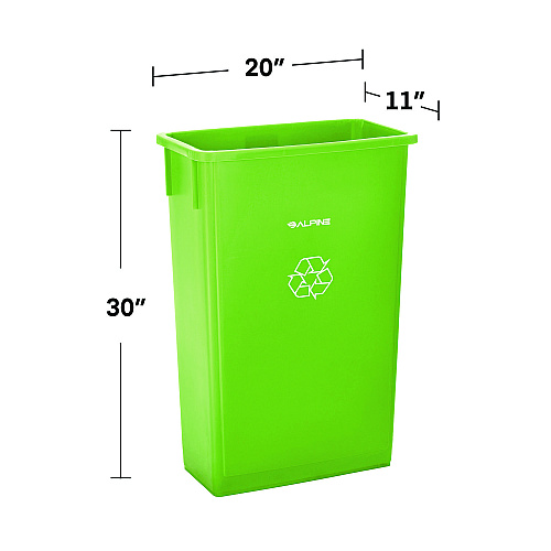 Alpine Slim 23 Gallon Recycling Bin, Plastic, Lime Green (ALP477LGRN)