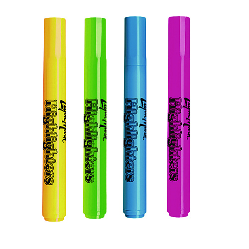 Liqui-Mark Brite Spots Tank Highlighters, Assorted Ink Colors, Chisel Tip, Assorted Barrel Colors, 4/Pack (41580)