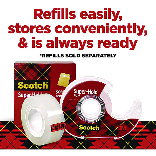 Scotch Super-Hold Wide Invisible Tape, 1.5" x 18 yds, Crystal Clear (198W)