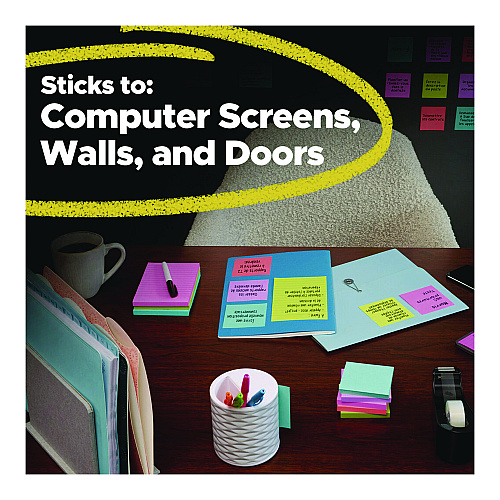 Post-it Pad Collection Assortment Pack with Transparent Notes, Assorted Colors/Ruling/Sizes, 4 Pads/Pack (4622SSGRIDTR)