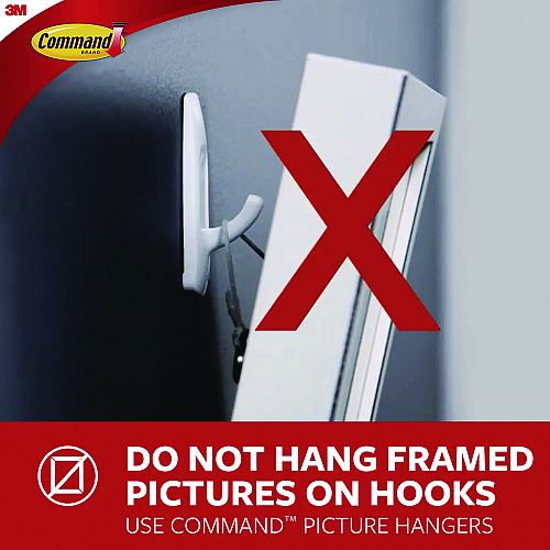 Command X-large Utility Hooks, Plastic, White, 15 lb Capacity, 2 Hooks and 8 Strips/Pack (170112ES)