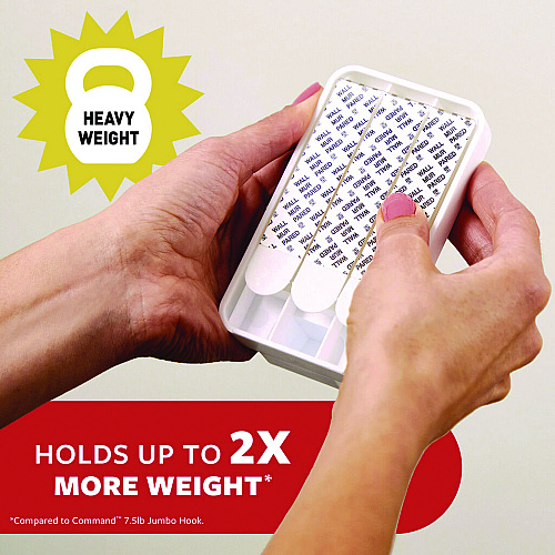 Command X-large Utility Hooks, Plastic, White, 15 lb Capacity, 2 Hooks and 8 Strips/Pack (170112ES)