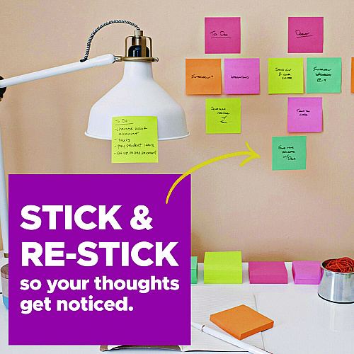Post-it Pop-Up Notes Summer Joy Collection Colors, 3" x 3", Assorted Colors, 90 Sheets/Pad, 6 Pads/Pack (R3306SSJOY)