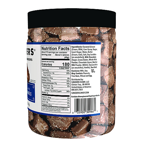 Sanders Small Batch Wonders Milk Chocolate Sea Salt Caramels, 18 oz Tub (MRY30986)