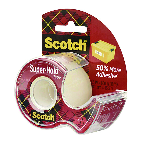 Scotch Super-Hold Wide Invisible Tape, 1.5" x 18 yds, Crystal Clear (198W)