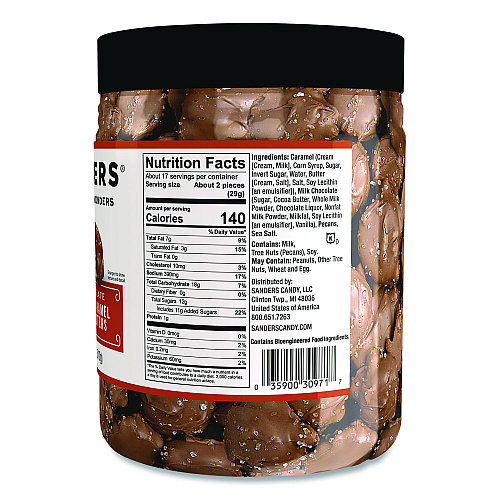 Sanders Small Batch wonders Sea Salt Caramel Pecan Clusters, 18 oz Tub (MRY30971)