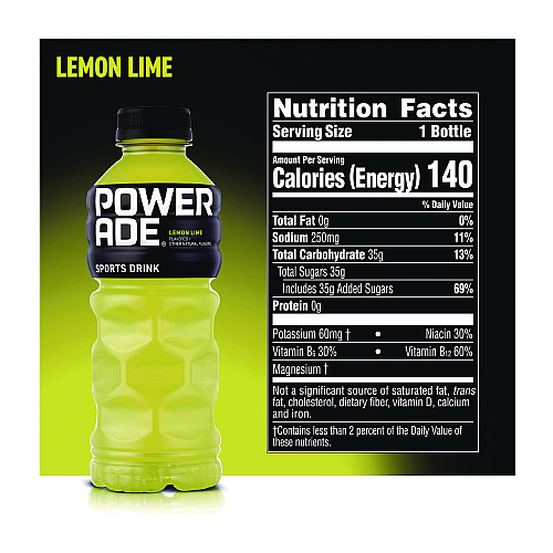 Powerade Sports Drink, Lemon Lime, 20 oz Bottle, 24/Pack (049000003697)