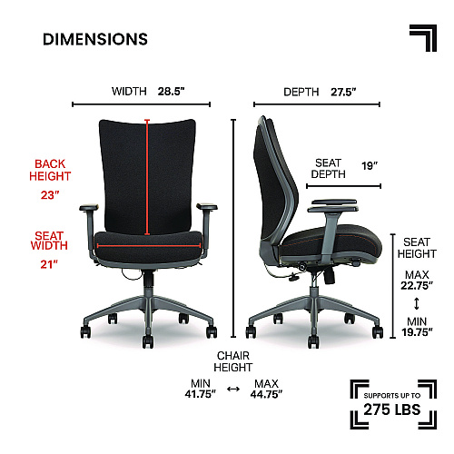 Sharper Image Revive Shiatsu Ergonomic Mesh Swivel Massage Chair, Supports Up to 275 lbs, 19.75" to 22.75" Seat Height, Black Seat/Back (60097BLK)