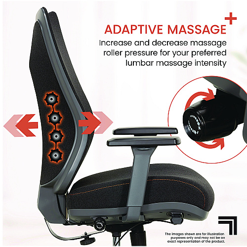 Sharper Image Revive Shiatsu Ergonomic Mesh Swivel Massage Chair, Supports Up to 275 lbs, 19.75" to 22.75" Seat Height, Black Seat/Back (60097BLK)