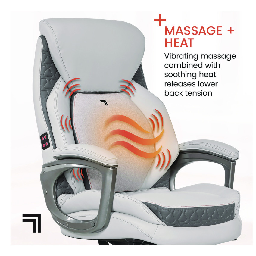 Sharper Image Ergonomic Bonded Leather Swivel Executive Massage Chair