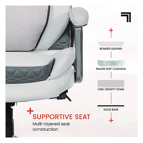 Sharper Image Ergonomic Bonded Leather Swivel Executive Massage Chair, Supports Up to 275 lbs, 20" to 23" Seat Height, Off-White (60098WHT)