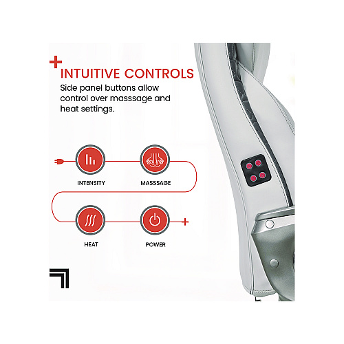 Sharper Image Ergonomic Bonded Leather Swivel Executive Massage Chair, Supports Up to 275 lbs, 20" to 23" Seat Height, Off-White (60098WHT)