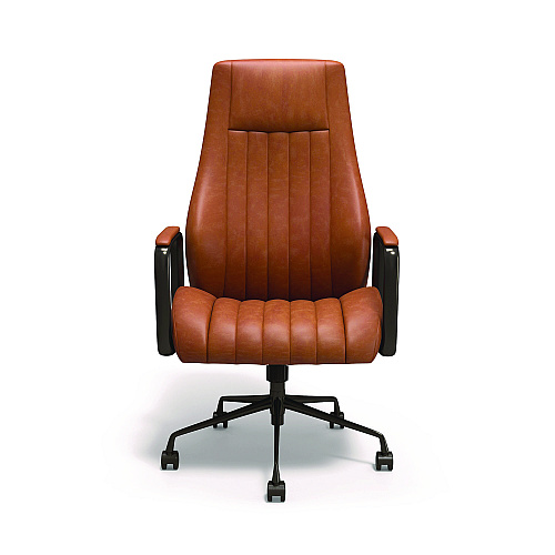 Union & Scale Industria 3-50L Ergonomic Bonded Leather Swivel Manager Chair, Supports Up to 275 lbs, 16.81" to 20.55" Seat Height, Brown (UN61642CC)