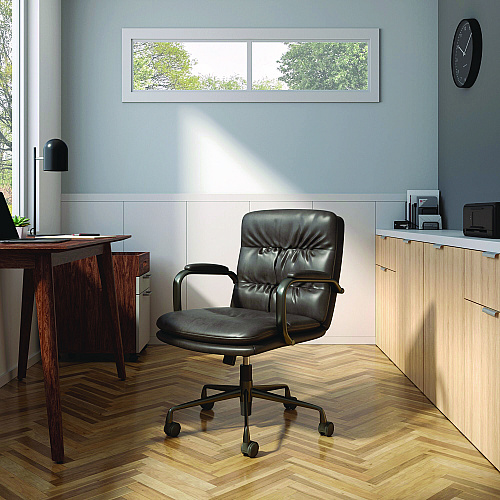Union & Scale Industria 3-40C Bonded Leather Swivel Manager Chair, Supports Up to 275 lbs, 18.31" to 22.05" Seat Height, Gray Seat/Back (UN61643CC)