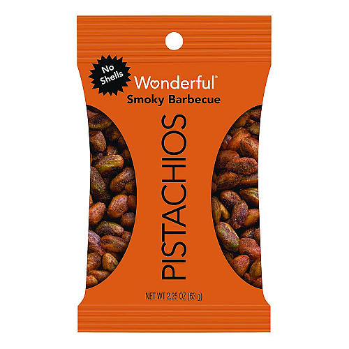 Wonderful No Shells Smoky Barbecue Pistachios, 2.25 oz Pack, 8/Box (PAR70031)