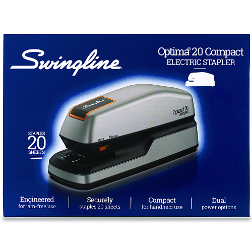 Swingline Optima Grip Electric Stapler, 20-Sheet Capacity, Black/Silver (48207)
