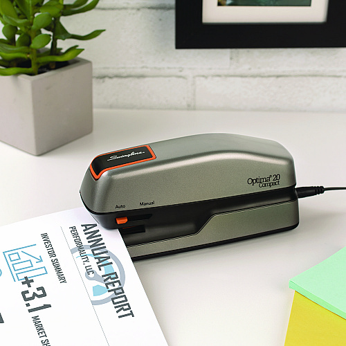 Swingline Optima Grip Electric Stapler, 20-Sheet Capacity, Black/Silver (48207)