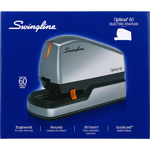 Swingline Optima 60 Electric Stapler, 60-Sheet Capacity, Silver/Black/Orange (48210)