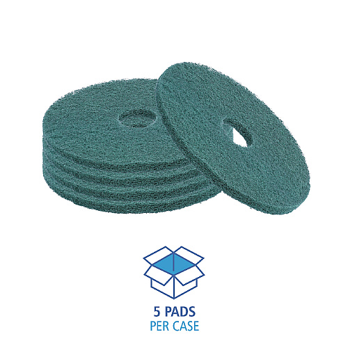 Boardwalk Heavy-Duty Scrubbing Floor Pads, 13" Diameter, Green, 5/Carton (BWK4013GRE)