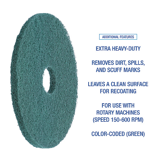 Boardwalk Heavy-Duty Scrubbing Floor Pads, 13" Diameter, Green, 5/Carton (BWK4013GRE)
