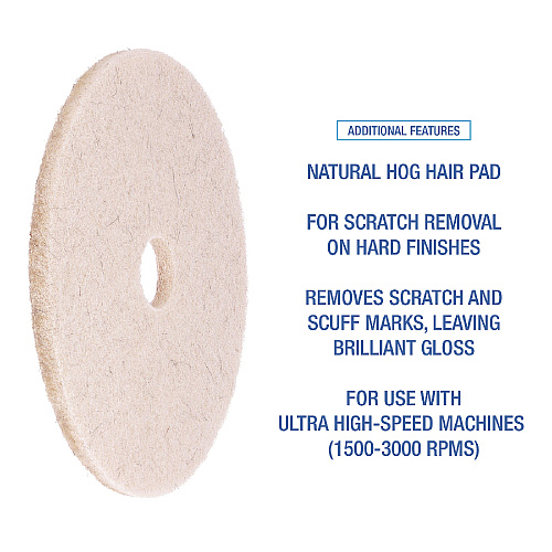 Boardwalk Natural Hog Hair Burnishing Floor Pads, 17" Diameter, Tan, 5/Carton (BWK4017NHE)