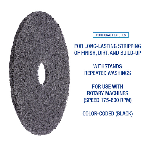 Boardwalk High Performance Stripping Floor Pads, 19" Diameter, Black, 5/Carton (BWK4019HIP)