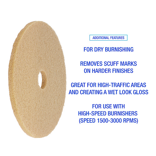 Boardwalk&reg; Burnishing Floor Pads, 27" Diameter, Tan, 5/Carton (BWK4027ULT)