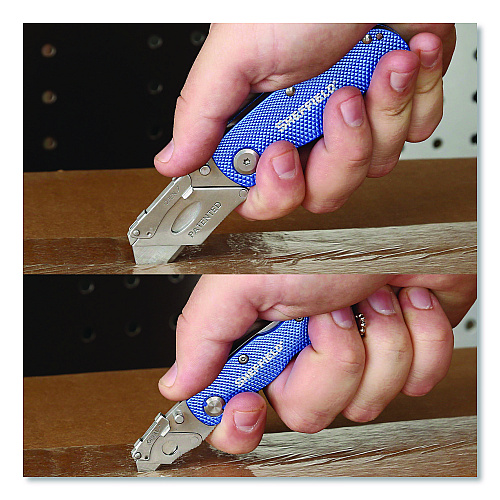 Sheffield Folding Lock Back Utility Knife Set, 1 Standard, 1 Mini, Blue (12117)