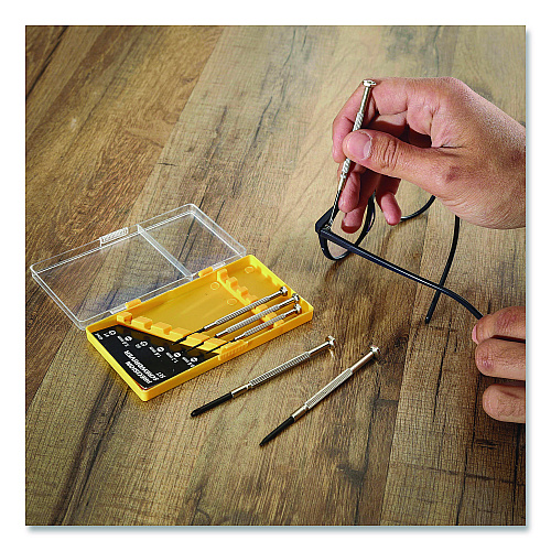 Great Neck Precision Screwdriver Set, Six-Piece, Phillips/Slotted, Assorted Lengths, Polished Steel Handles (GP6C)