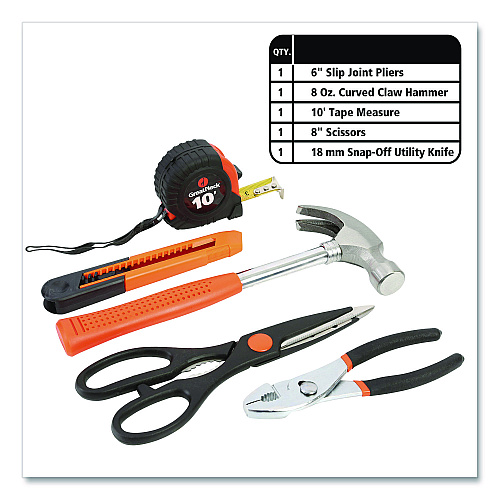 Great Neck Homeowner's 39-Piece Tool Set, 12.38" x 3" x 7.25" Carry Case (73802)