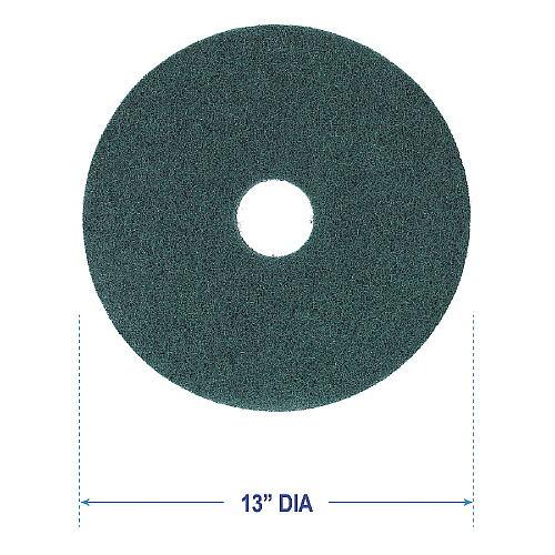 Boardwalk Heavy-Duty Scrubbing Floor Pads, 13" Diameter, Green, 5/Carton (BWK4013GRE)