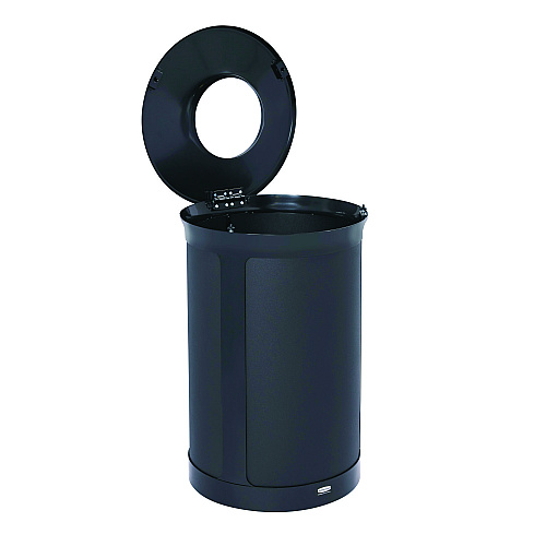 ENHANCE Series Waste Receptacle, 33 gal, Metal, Jet Black Metallic