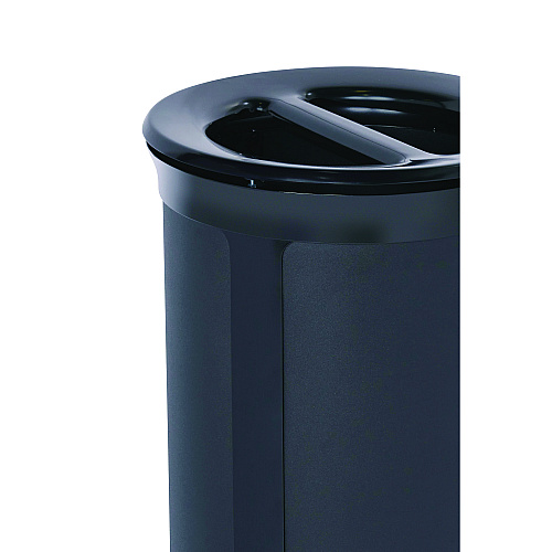 ENHANCE Series Waste Receptacle, Dual Top Hole, 23 gal, Metal, Jet Black Metallic