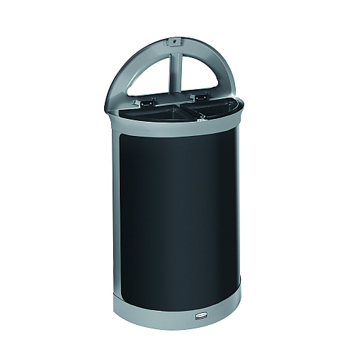 ENHANCE Series Waste Receptacle, Dual Top Hole, 11.5 gal, Metal, Pearl Gray/Umbra Gray
