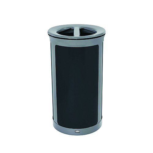 ENHANCE Series Waste Receptacle, Dual Top Hole, 33 gal, Metal, Pearl Gray/Umbra Gray