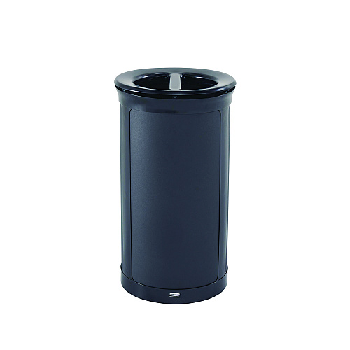 ENHANCE Series Waste Receptacle, Dual Top Hole, 33 gal, Metal, Jet Black Metallic