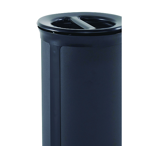 ENHANCE Series Waste Receptacle, Dual Top Hole, 33 gal, Metal, Jet Black Metallic