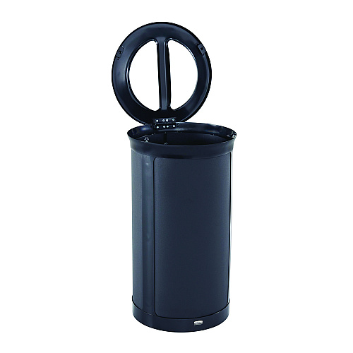 ENHANCE Series Waste Receptacle, Dual Top Hole, 33 gal, Metal, Jet Black Metallic