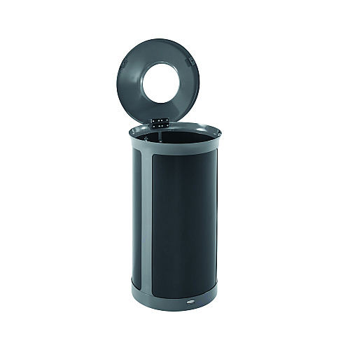 ENHANCE Series Waste Receptacle, 33 gal, Metal, Pearl Gray/Umbra Gray