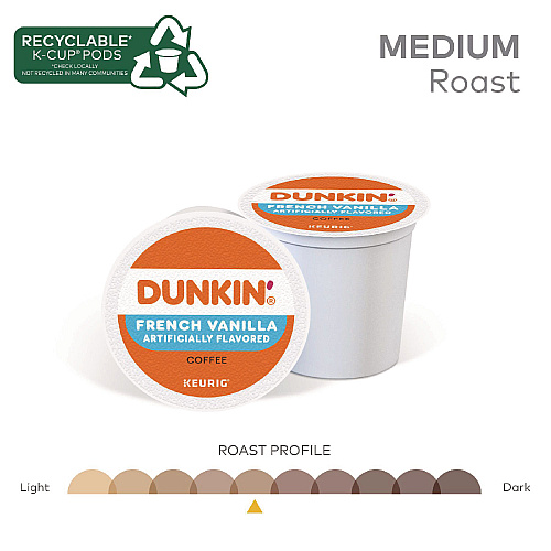 Dunkin Donuts K-Cup Pods, French Vanilla, 22/Box (1268)