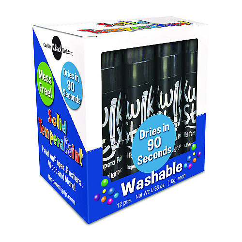 The Pencil Grip Kwik Stix Single Color Pack, 0.7" x 3.5", Black, 12/Pack, 12 Packs/Carton (6001012)