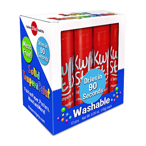 The Pencil Grip Kwik Stix Single Color Pack, 0.7" x 3.5", Red, 12/Pack, 12 Packs/Carton (6002012)