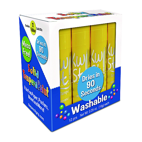 The Pencil Grip Kwik Stix Single Color Pack, 0.7" x 3.5", Yellow, 12/Pack, 12 Packs/Carton (6006012)