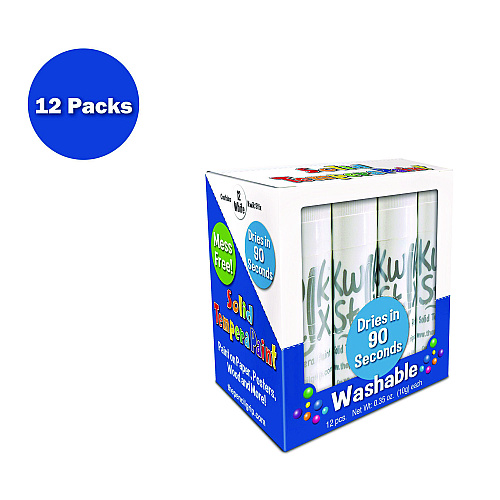 The Pencil Grip Kwik Stix Single Color Pack, 0.7" x 3.5", White, 12/Pack, 12 Packs/Carton (6009012)