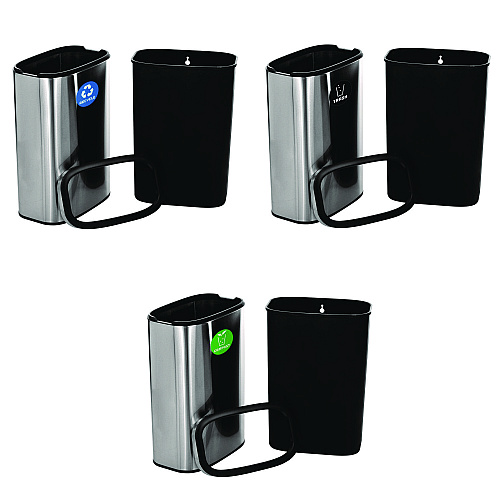 Alpine 10.5 Gallon Recycle, Trash and Compost Combo Station, Brushed Stainless Steel (47040LRTCO)