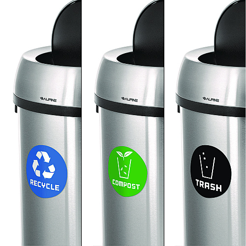 Alpine 17 Gallon Stainless Steel Indoor Recycling, Trash and Compost Bins with Swivel Lid (47065L1RTCO)