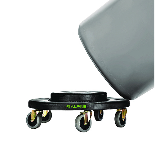 Alpine Round 32-Gallon Trash Can Dolly, 500 lb Capacity, 6.1 x 18 x 18, Black (47132DOLLY)