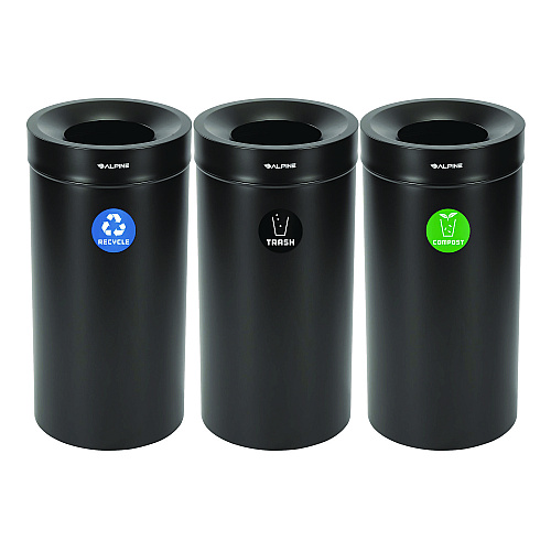 Alpine 27 Gallon Black Stainless Steel Compost Bin, Recycling Can and Trash Receptacle (47527BLKRTCO)