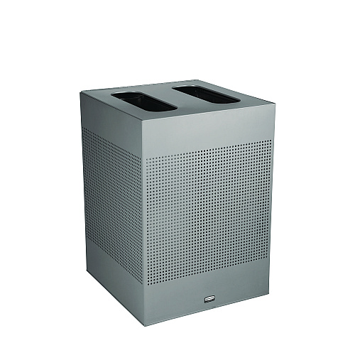 Designer Line Silhouettes Waste Receptacle, 34 gal, Steel, Silver Metallic